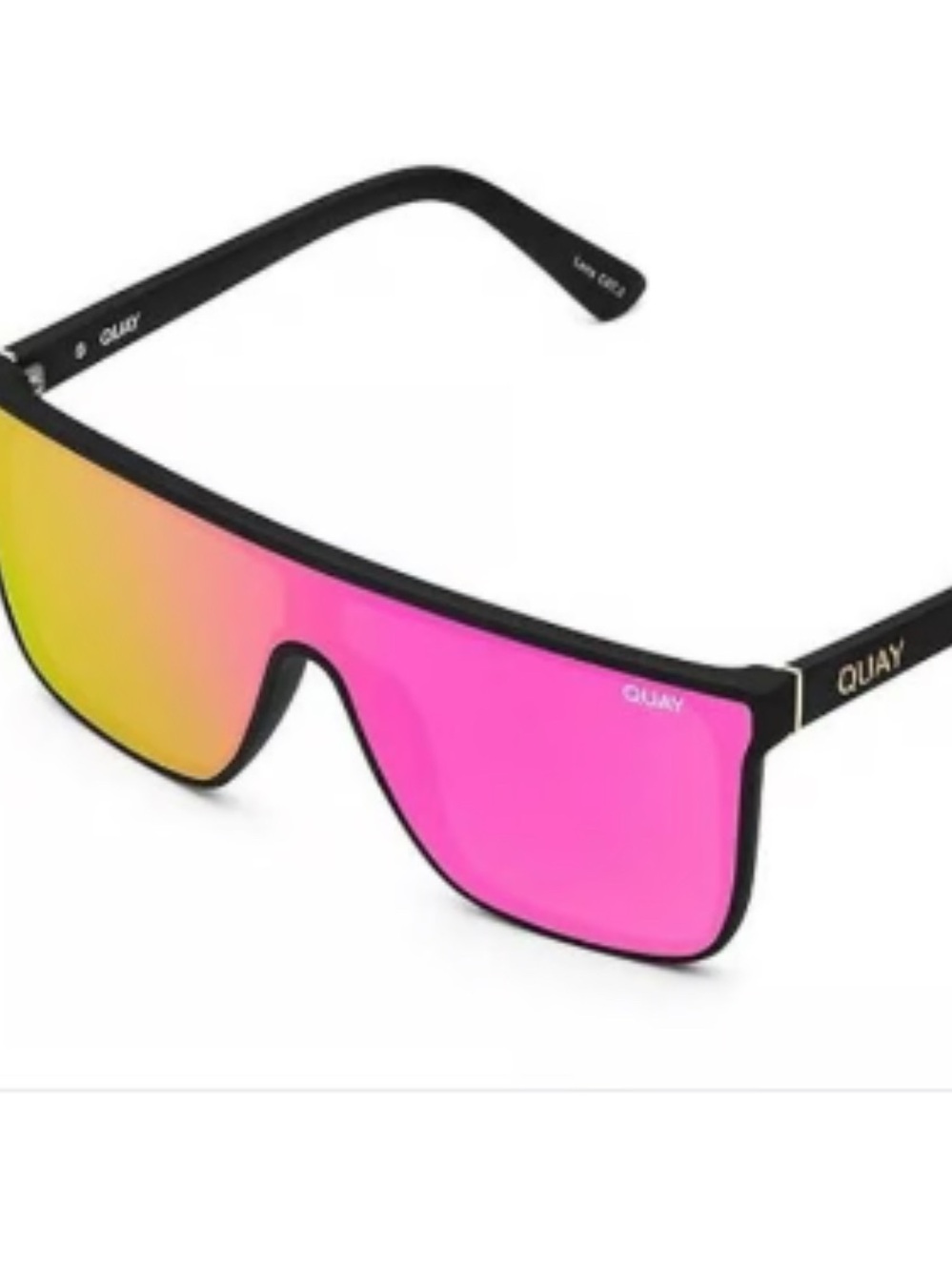 Quay Australia Black Frame Sunglasses with Gradient Red/Brown Lens - Picture 2 of 3